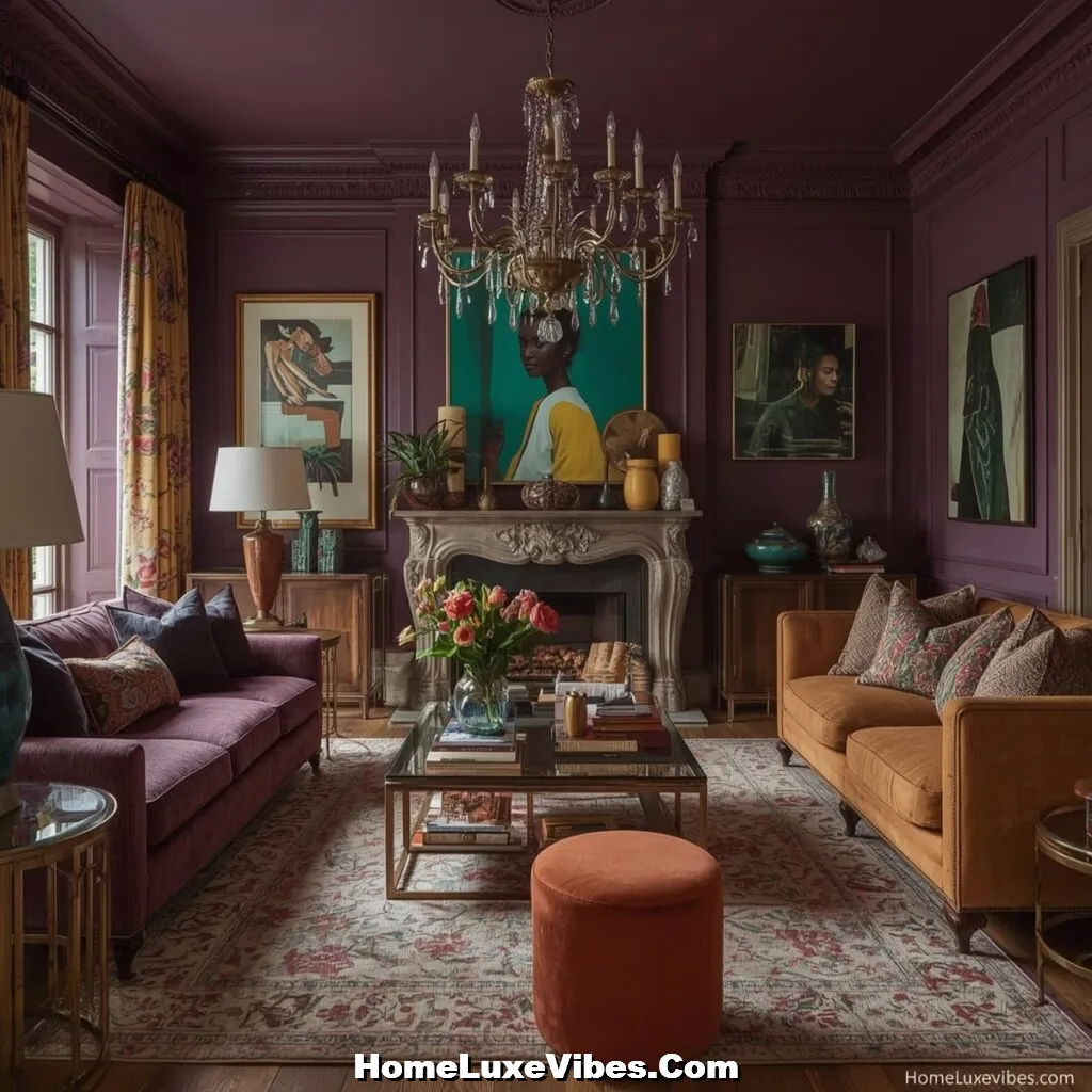 Eclectic and Bold with a Moody Twist Eclectic and Bold Living Room with a Moody Twist
