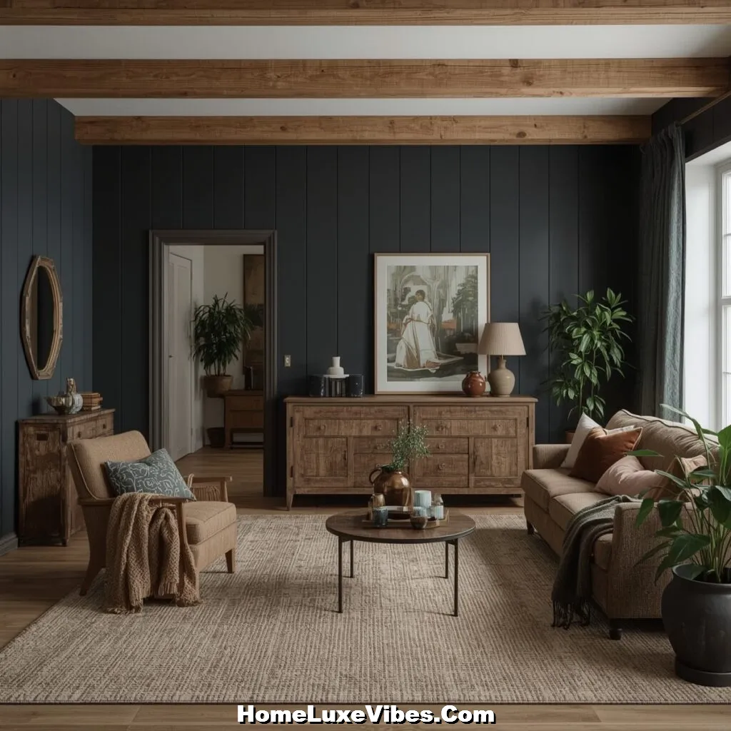 Farmhouse Living Room with Moody Tones 2 Farmhouse ideal Living Room with Moody Tones