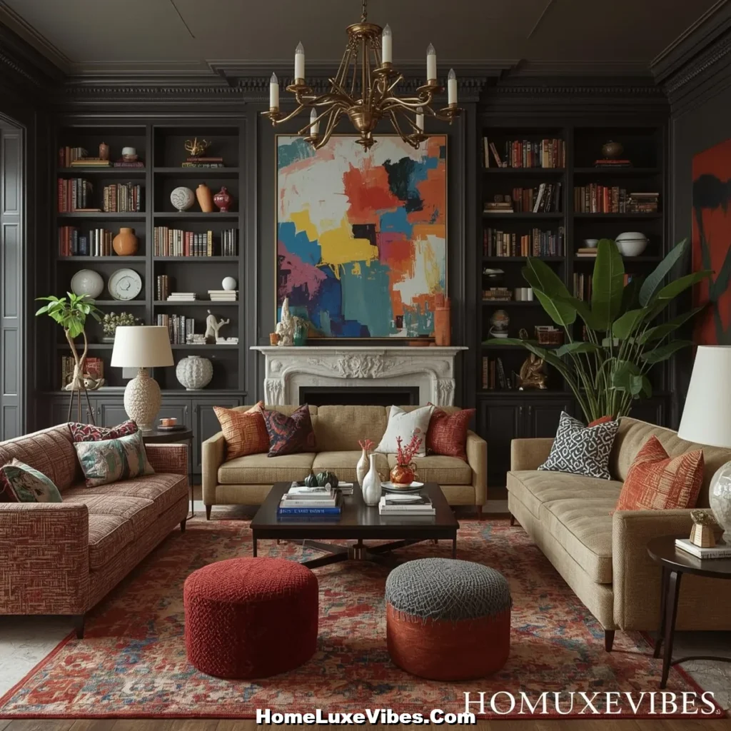 Maximalist Mood Style Maximalist Moody Living Room Style