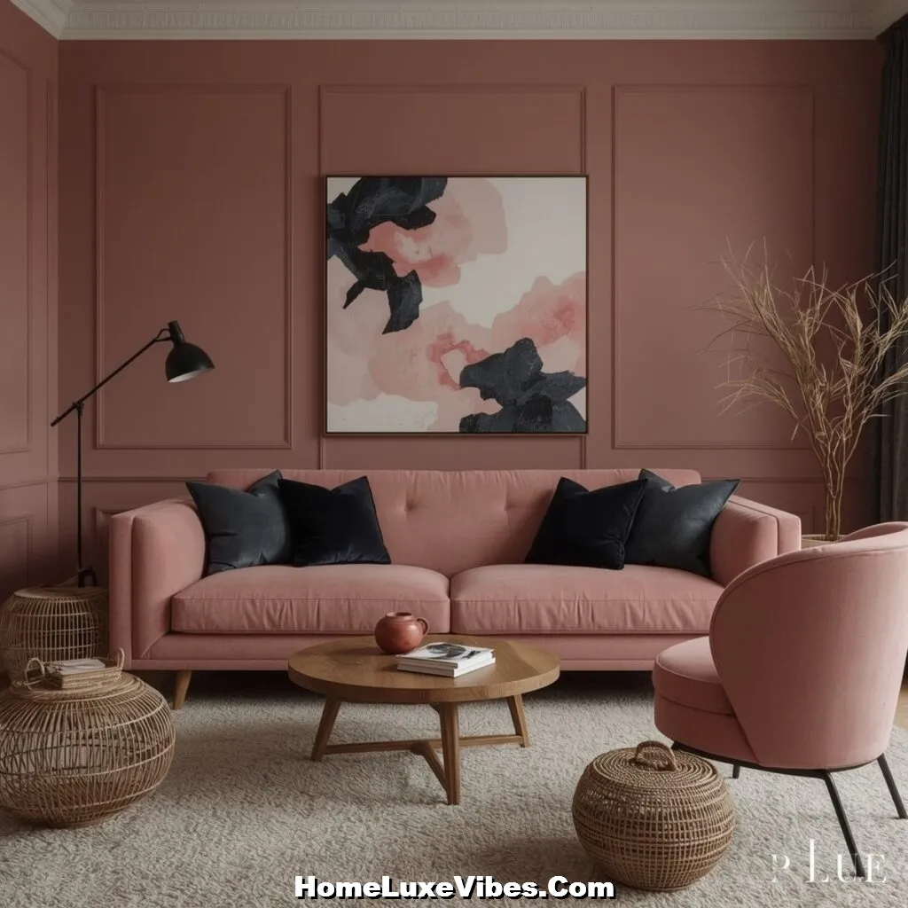 Muted Pinks for a Soft Moody Touch Muted Pinks Living Room for a Soft Moody Touch
