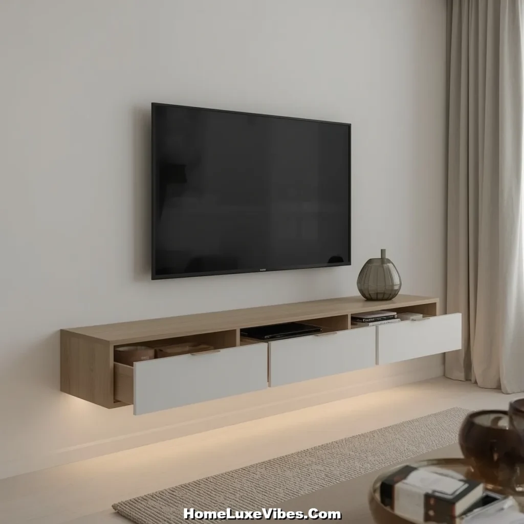 Simple TV Stand Design with Floating Drawers result Simple TV Stand Design with Floating Drawers