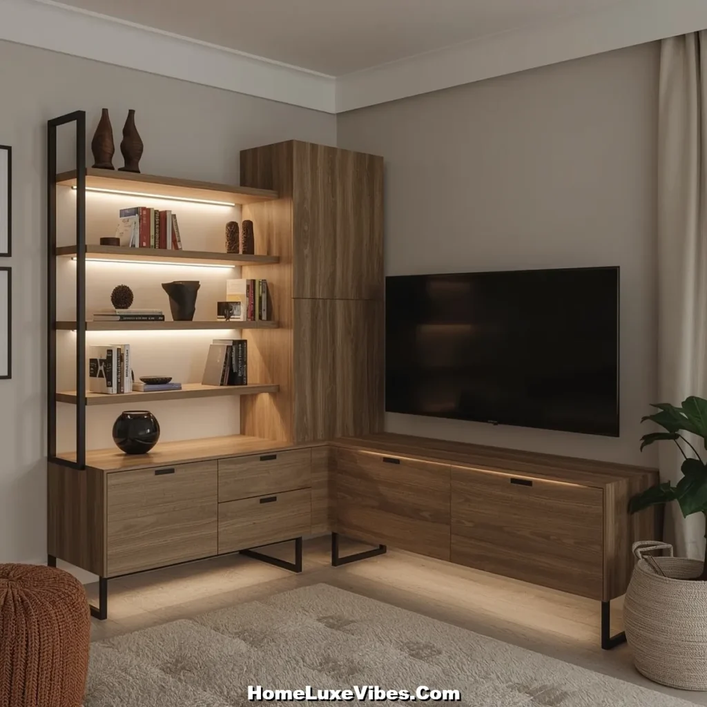 Space Saving Corner TV Unit Design result Space-Saving Corner TV Unit Design