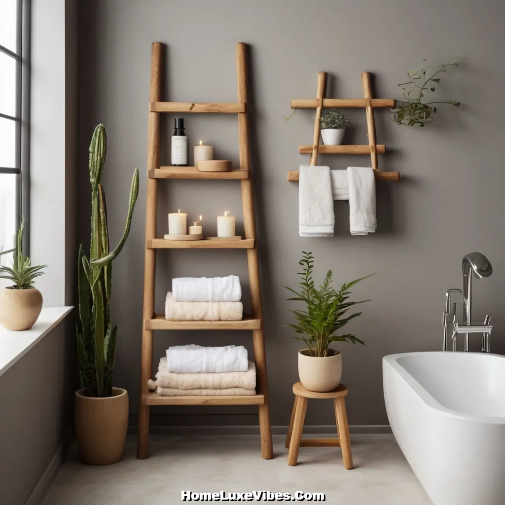Utilizing a Ladder Shelf for Unique Storage result Utilizing a Ladder Shelf for Unique Storage