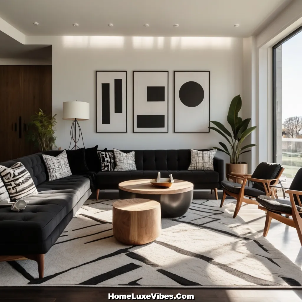 Black and White Midcentury Modern Living Room Interior result Black and White Midcentury Modern Living Room Interior