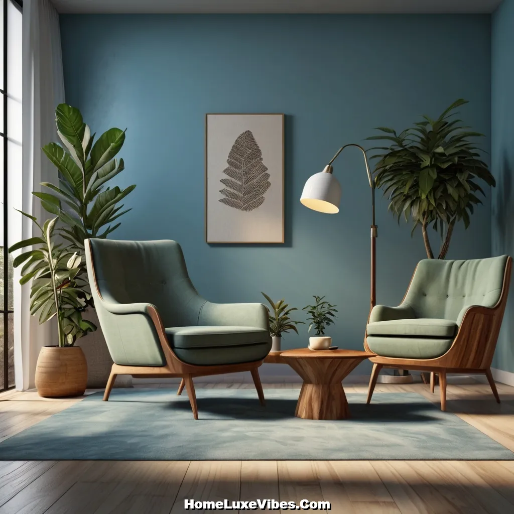 Blue and Green Midcentury Modern Living Room Design result Blue and Green Midcentury Modern Living Room Design