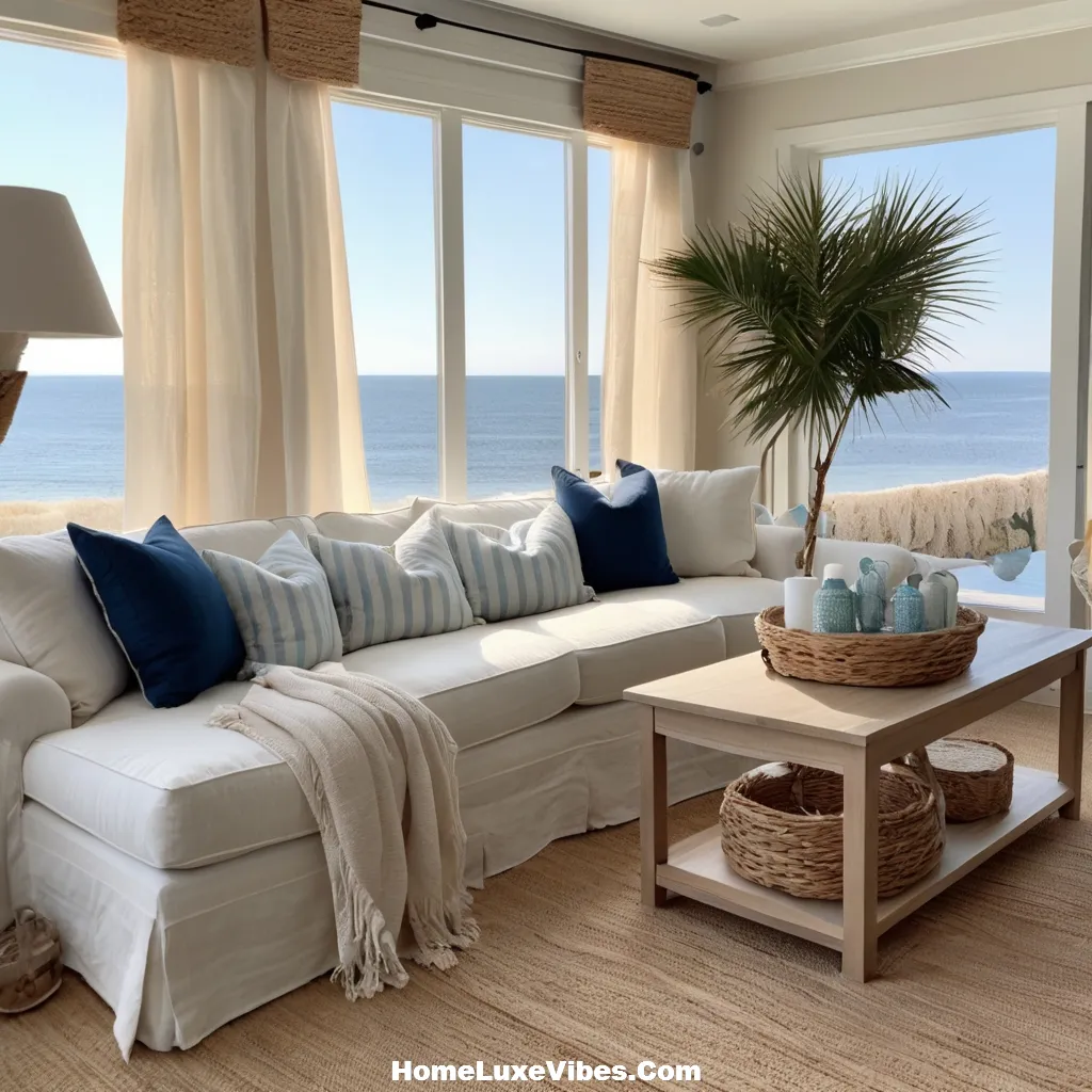 Breezy Coastal Living Room with Sheer Linen Curtains result Breezy Coastal Living Room with Sheer Linen Curtains