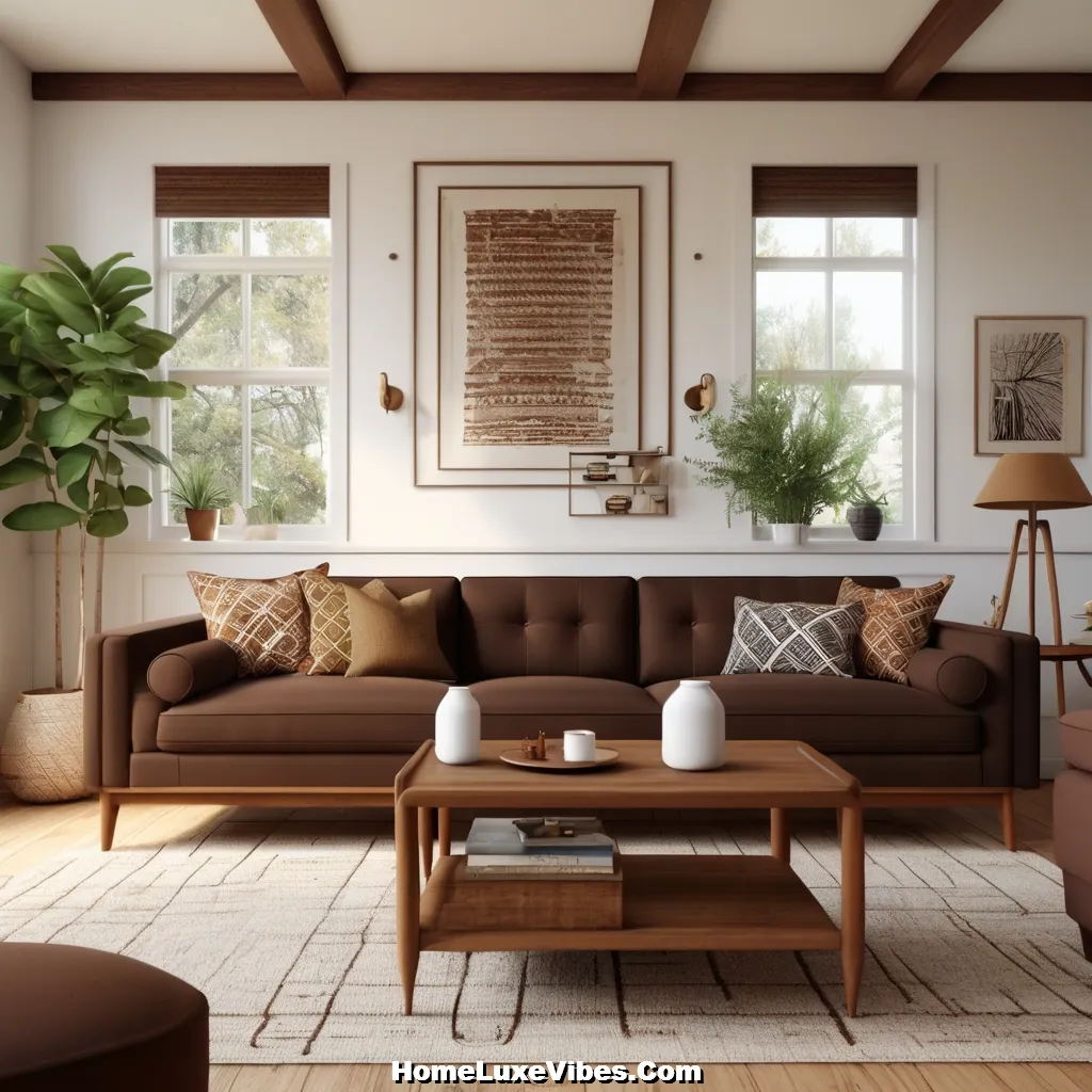 Brown and White Midcentury Modern Living Room Design result Brown and White Midcentury Modern Living Room Design