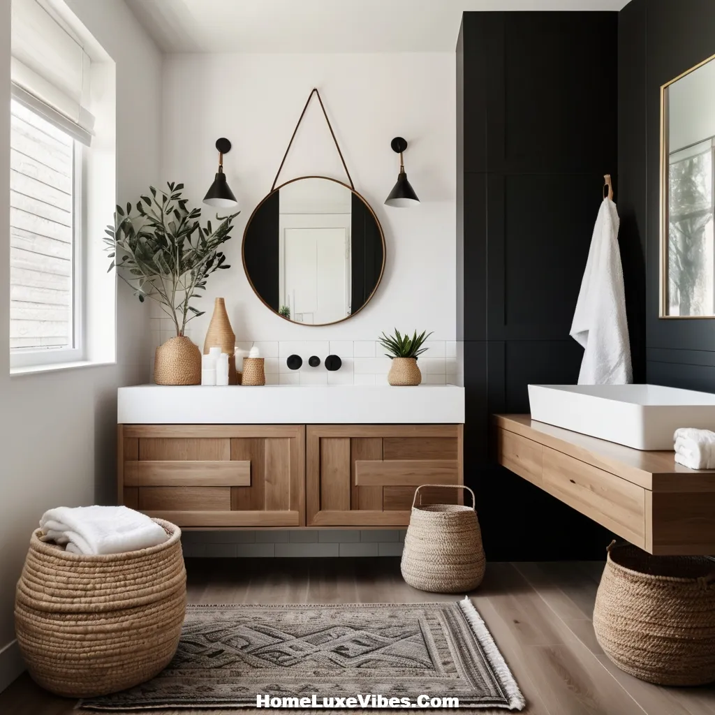 Cozy Black and White Bathroom with Warm Accessories result Cozy Black and White Bathroom with Warm Accessories