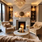 Glam Luxury Living Room with Fireplace Focal Point