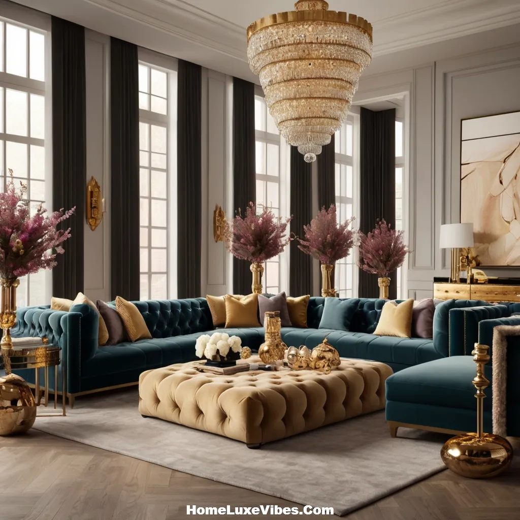 Glamorous Living Room with Plush Seating Arrangement result Glamorous Living Room with Plush Seating Arrangement