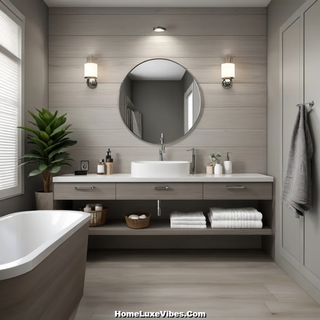 Gray Shiplap Bathroom with Chrome Fixtures – Modern Neutral Design result Gray Shiplap Bathroom with Chrome Fixtures – Modern Neutral Design