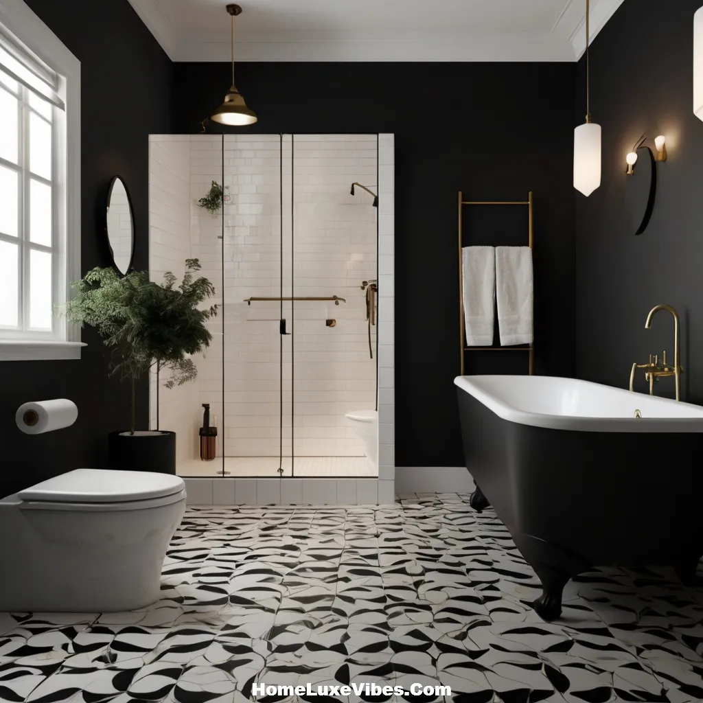 High Contrast Black and White Bathroom Statement Design result High Contrast Black and White Bathroom Statement Design