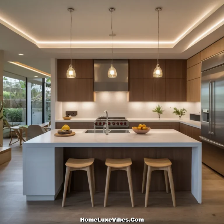 Layered Lighting in Timeless Kitchen