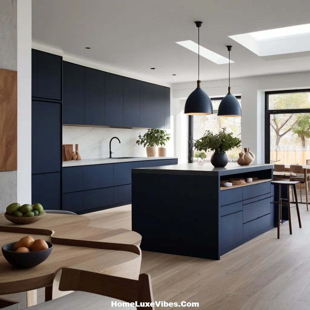 Minimalist Navy Blue Kitchen with Sleek Cabinets result Minimalist Navy Blue Kitchen with Sleek Cabinets