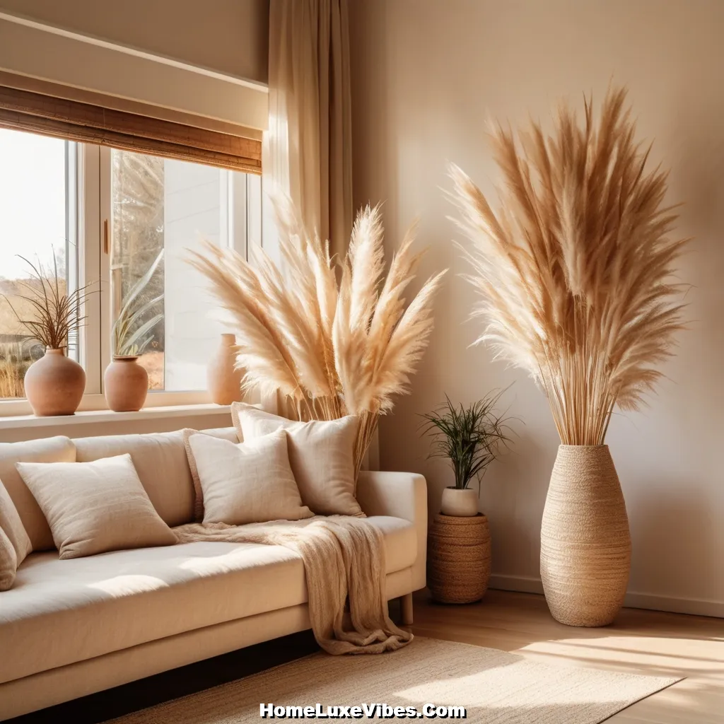 Pampas Grass Styling in Boho Living Room result Pampas Grass Styling in Boho Living Room