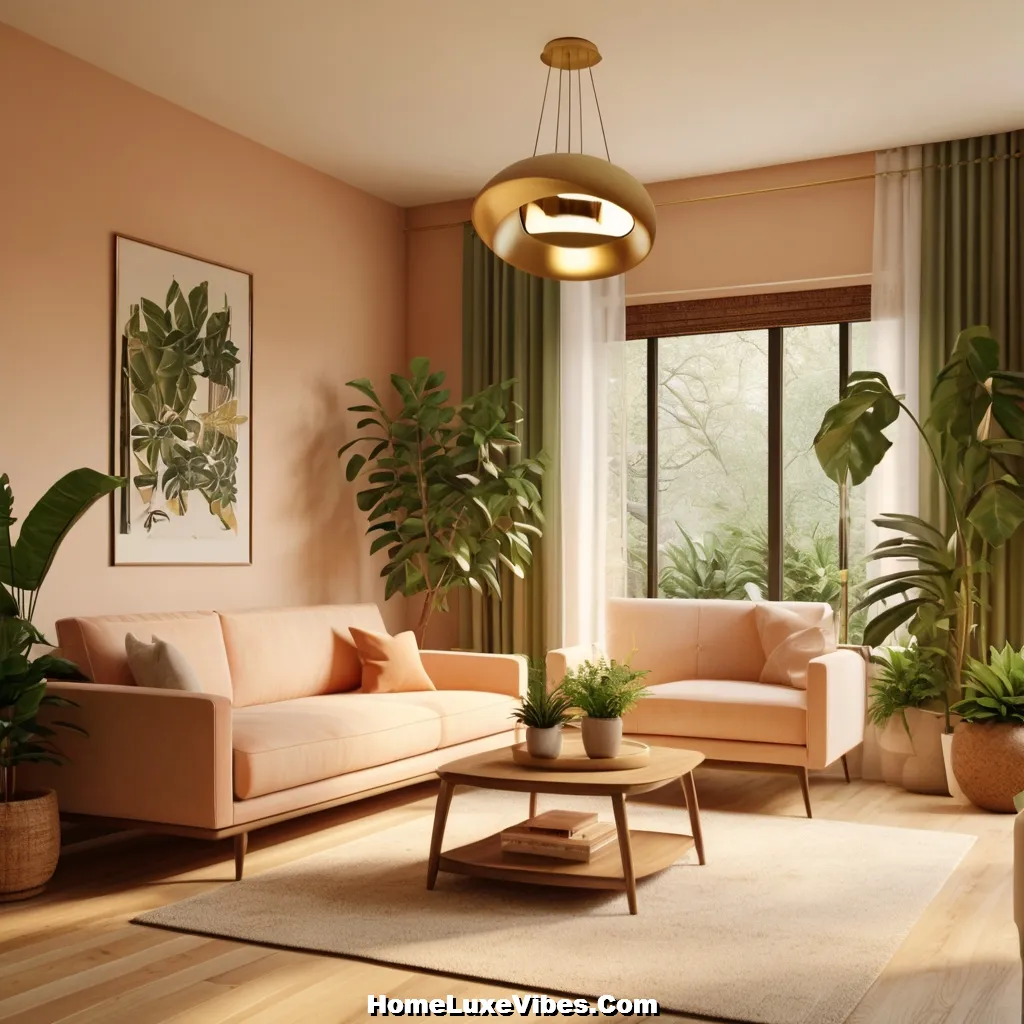 Peach and Gold Midcentury Modern Living Room Style result Peach and Gold Midcentury Modern Living Room Style