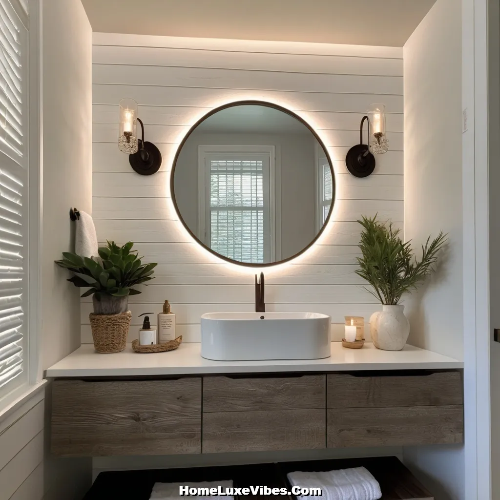 Shiplap Bathroom Accent Wall Behind Mirror – Elegant Feature result Shiplap Bathroom Accent Wall Behind Mirror – Elegant Feature