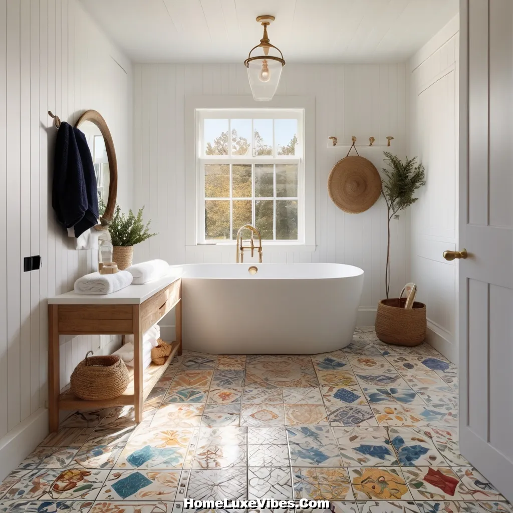 Shiplap Bathroom with Patterned Tile Flooring – Stylish Layered Design result Shiplap Bathroom with Patterned Tile Flooring – Stylish Layered Design