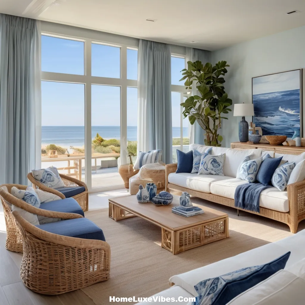 Sun Filled Coastal Living Room with Sheer Curtains result Sun-Filled Coastal Living Room with Sheer Curtains
