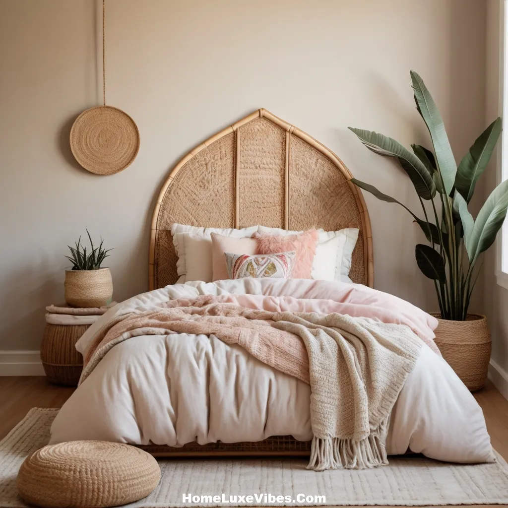 Teen Bedroom with Unique Rattan Arch Headboard result Teen Bedroom with Unique Rattan Arch Headboard