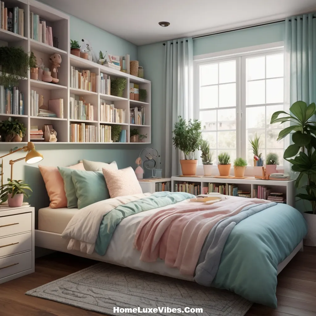 Teen Girl Bedroom with Custom Built In Bookshelves result Teen Girl Bedroom with Custom Built-In Bookshelves