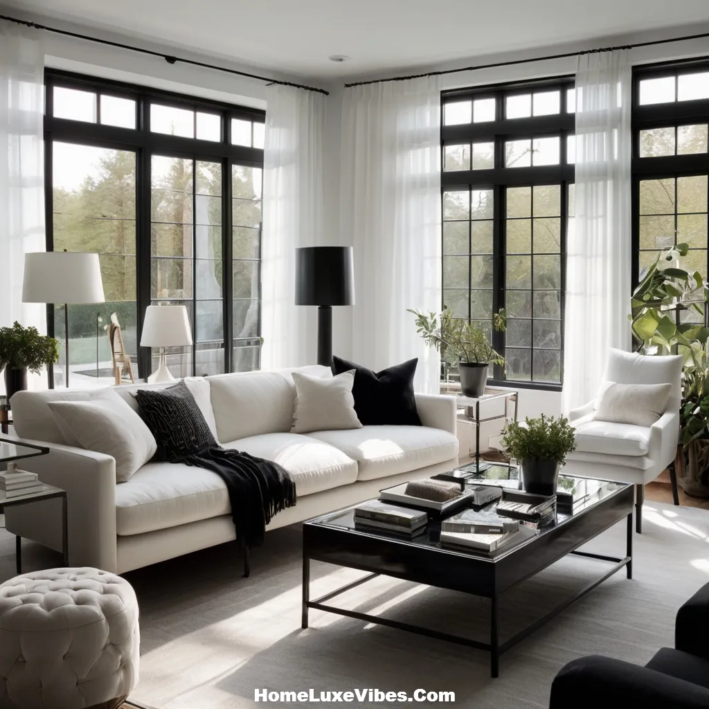 Airy Black and White Living Room result Airy Black-and-White Living Room