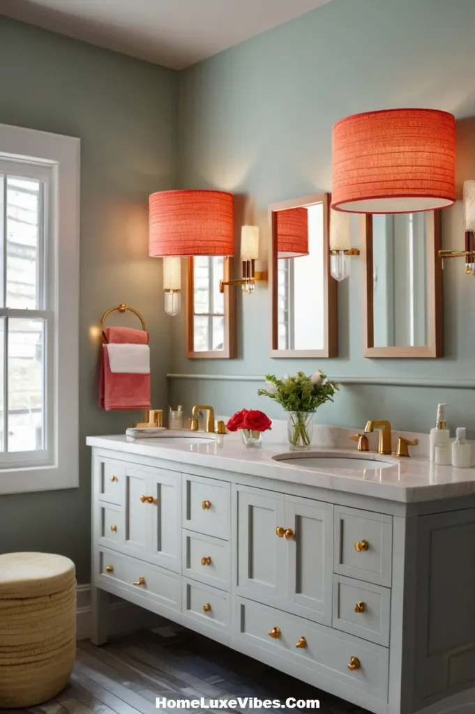 Bathroom Vanity with Colored Shade Lights
