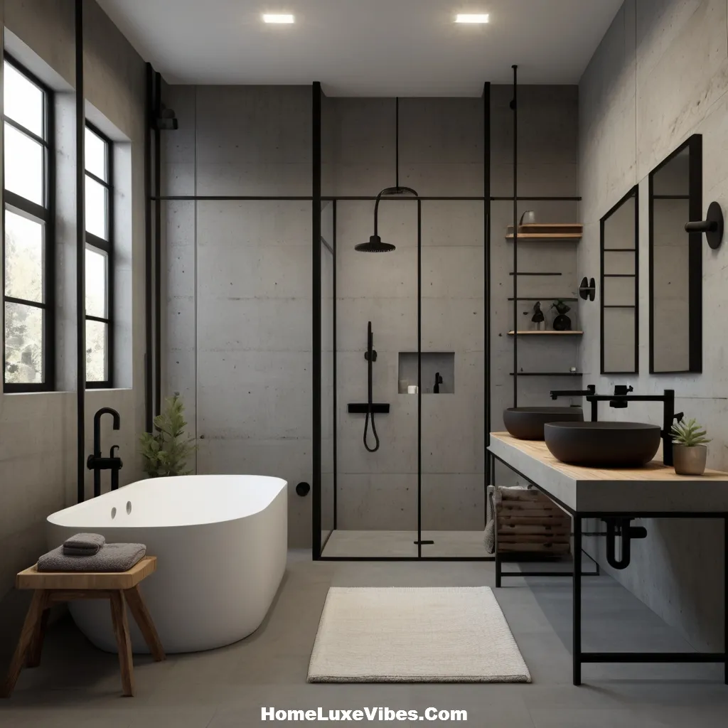 Black Accents in Industrial Bathroom Style result Black Accents in Industrial Bathroom Style