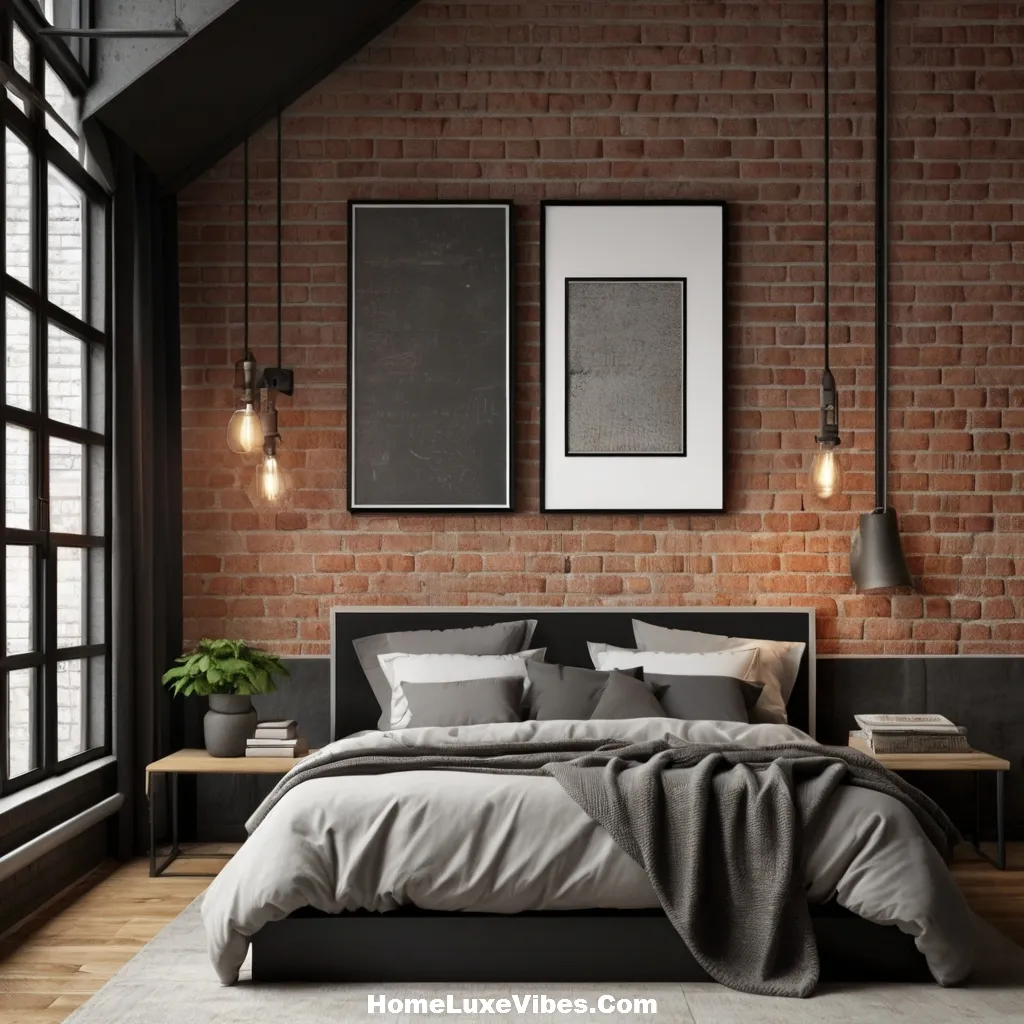 Black Framed Artwork Industrial Bedroom – Cohesive Loft Design result Black-Framed Artwork Industrial Bedroom – Cohesive Loft Design