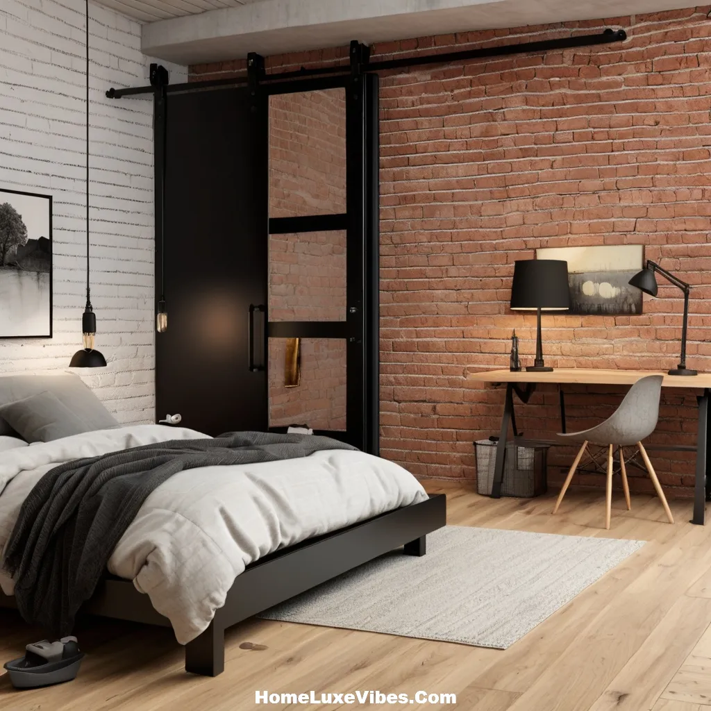 Black Steel Sliding Doors in Industrial Bedroom – Stylish Loft Idea result Black Steel Sliding Doors in Industrial Bedroom – Stylish Loft Idea