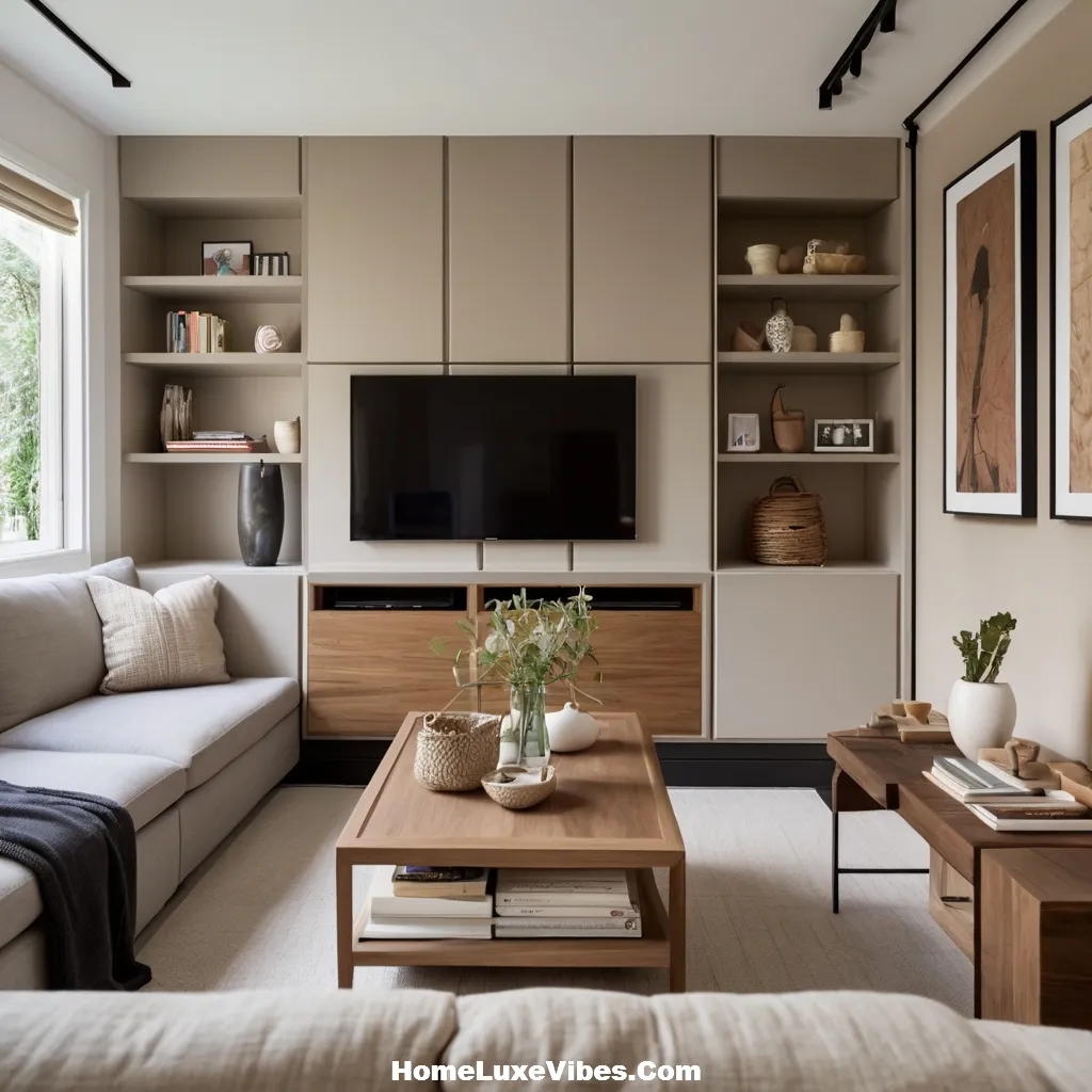 Camouflaged TV in Small Apartment Living Room
