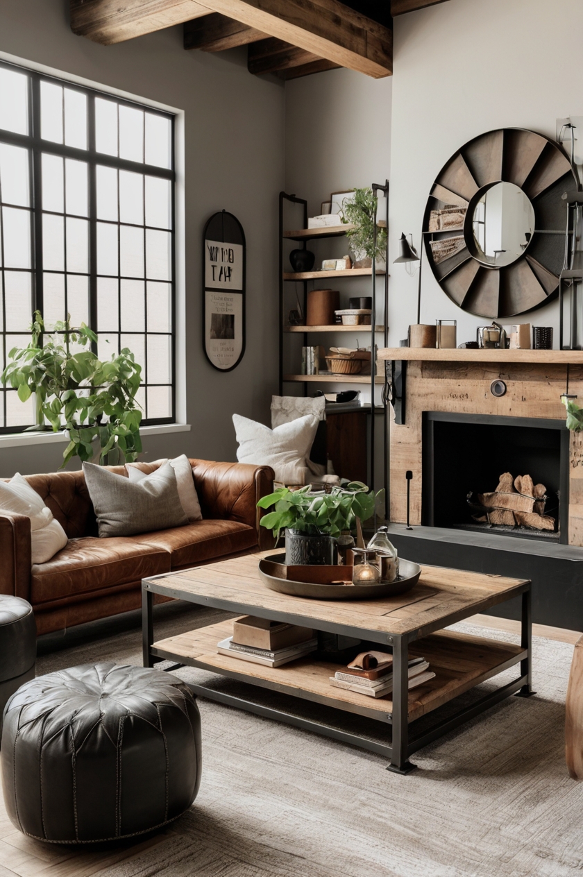Chic Industrial Living Room Ideas with Rustic Touches