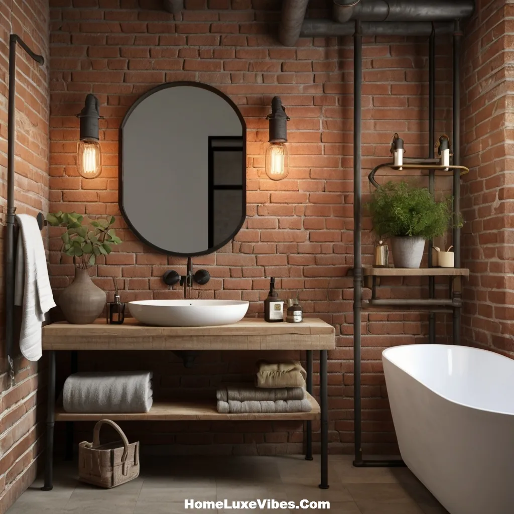 Clay Washed Brick Industrial Bathroom Wall Idea result Clay-Washed Brick Industrial Bathroom Wall Idea