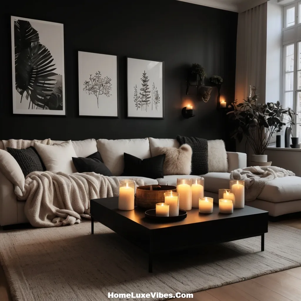 Cozy Black and White Living Room result Cozy Black-and-White Living Room