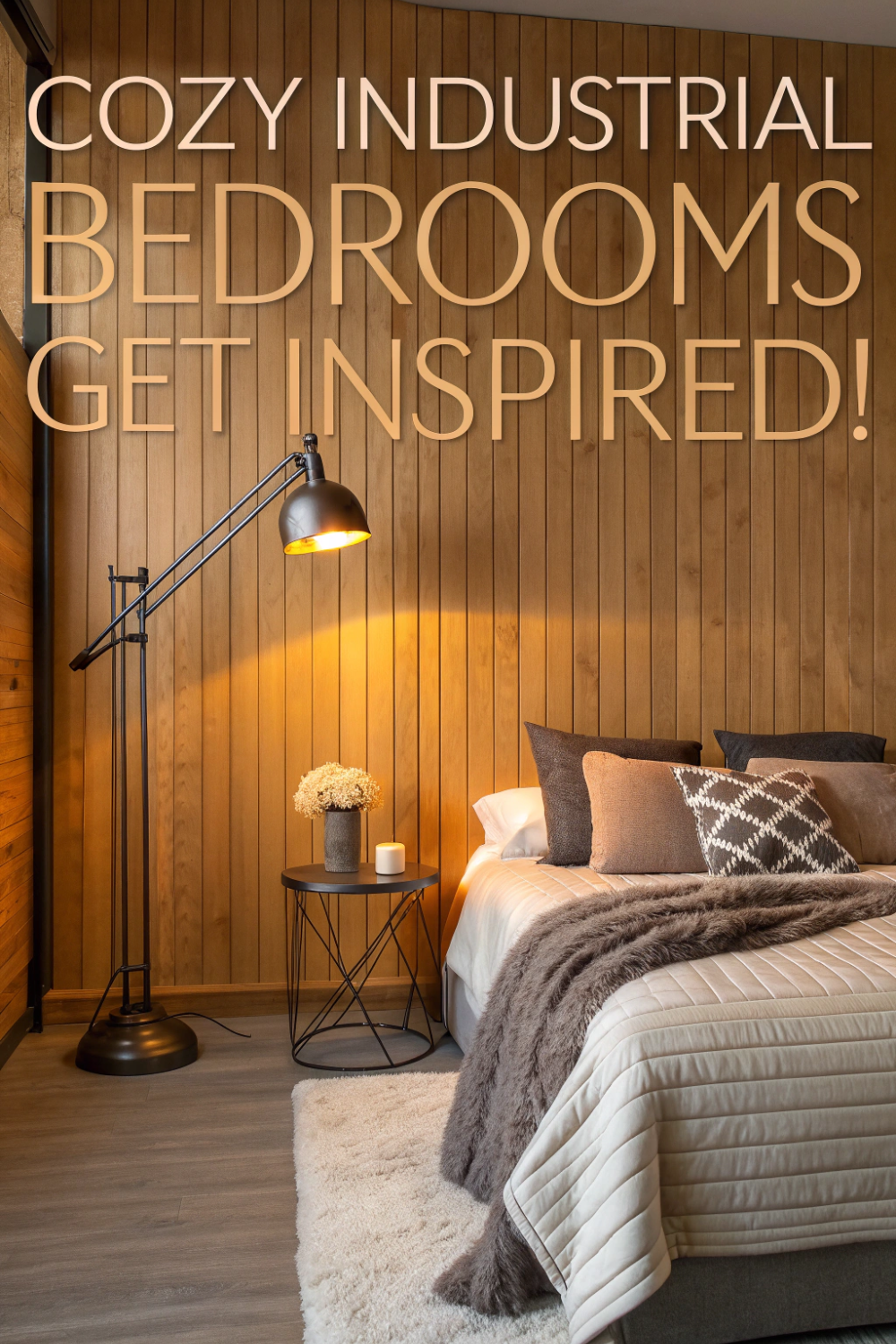 Cozy Industrial Bedroom Ideas with Warm Lighting