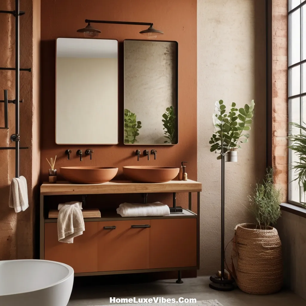 Earth Tone Accents in Industrial Bathroom result Earth Tone Accents in Industrial Bathroom