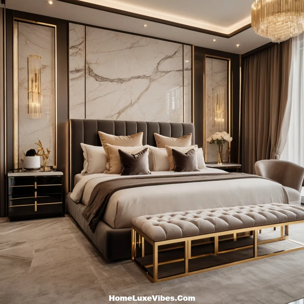 Elegant Modern Luxury Bedroom with Marble and Gold Accents result Elegant Modern Luxury Bedroom with Marble and Gold Accents