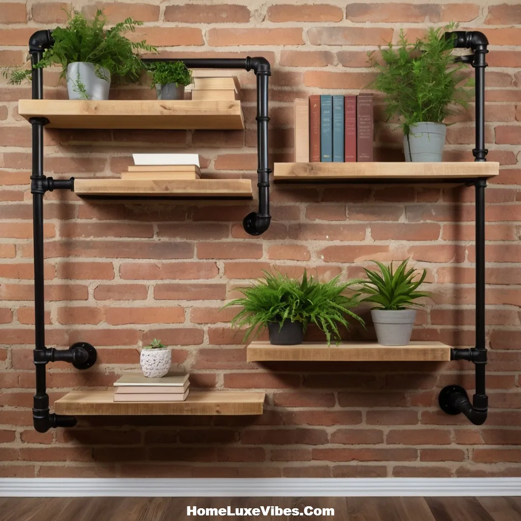 Floating Pipe Shelf in Industrial Living Room Design result Floating Pipe Shelf in Industrial Living Room Design