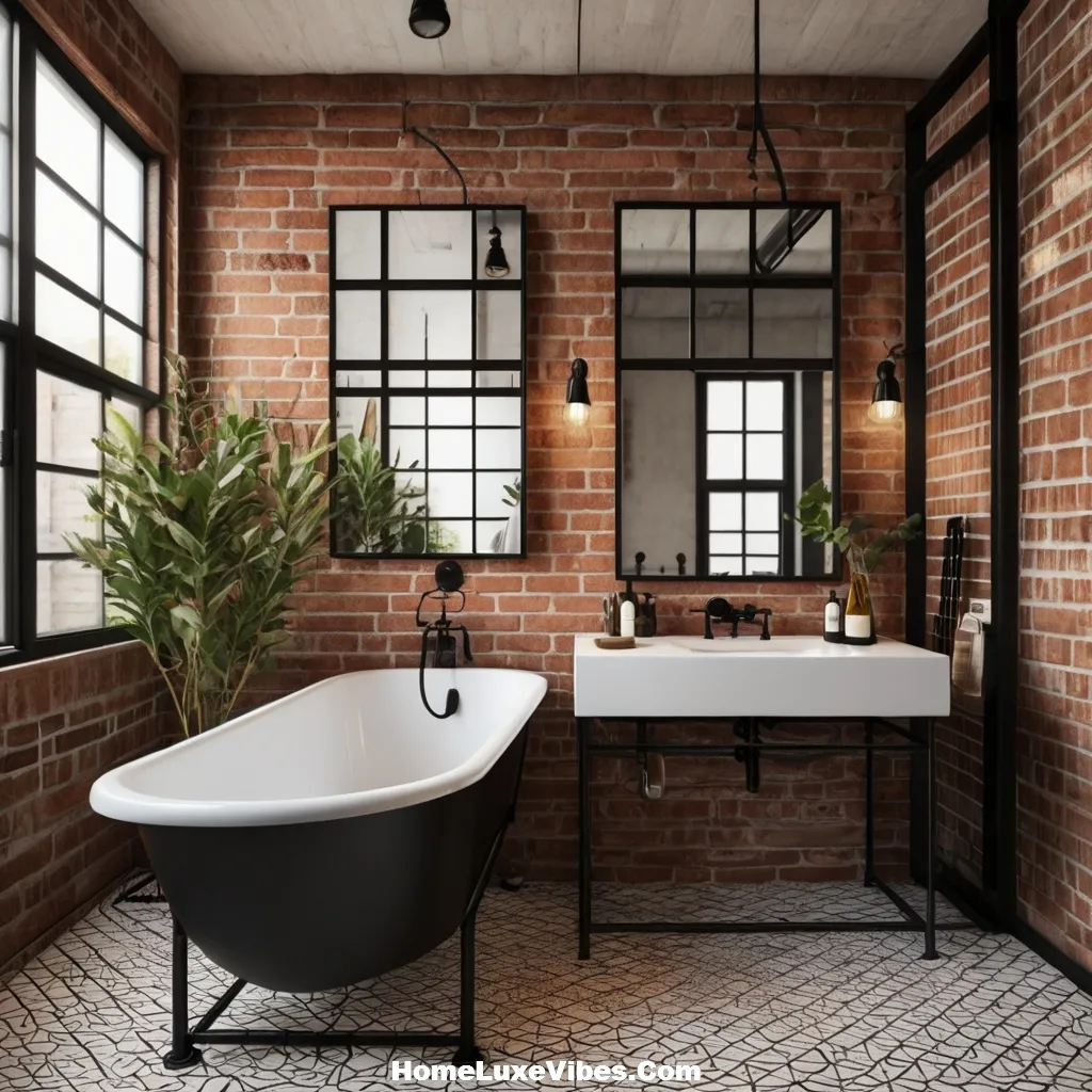 Geometric Accent Tiles in Industrial Bathroom result Geometric Accent Tiles in Industrial Bathroom