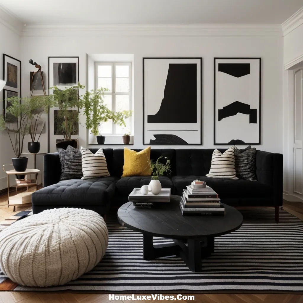 High Contrast Black and White Living Room result High-Contrast Black-and-White Living Room