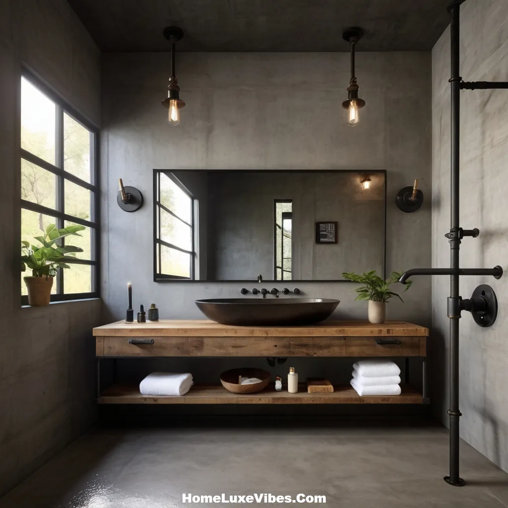 Industrial Bathroom Fixtures with Exposed Pipes and Metal Details result Industrial Bathroom Fixtures with Exposed Pipes and Metal Details