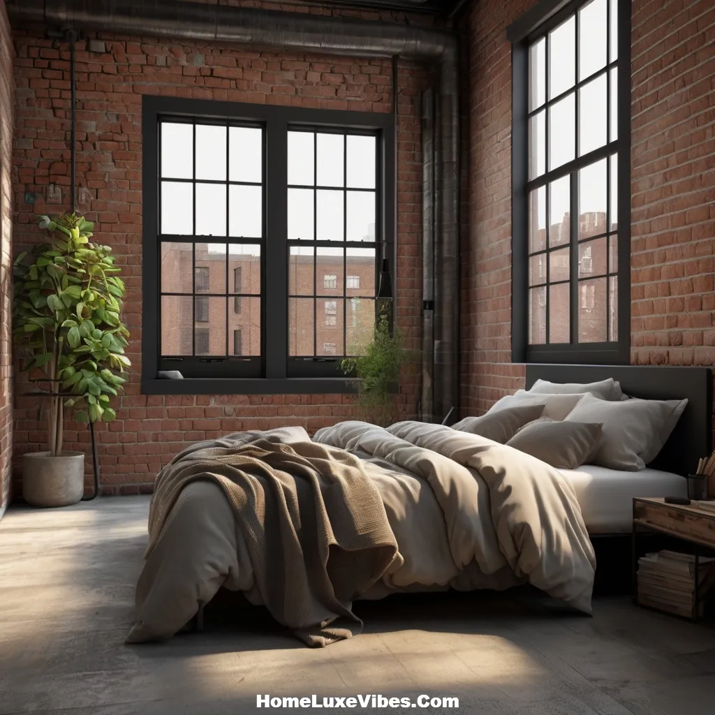 Industrial Bedroom with Large Steel Framed Windows – Loft Lighting Ideas result Industrial Bedroom with Large Steel-Framed Windows – Loft Lighting Ideas