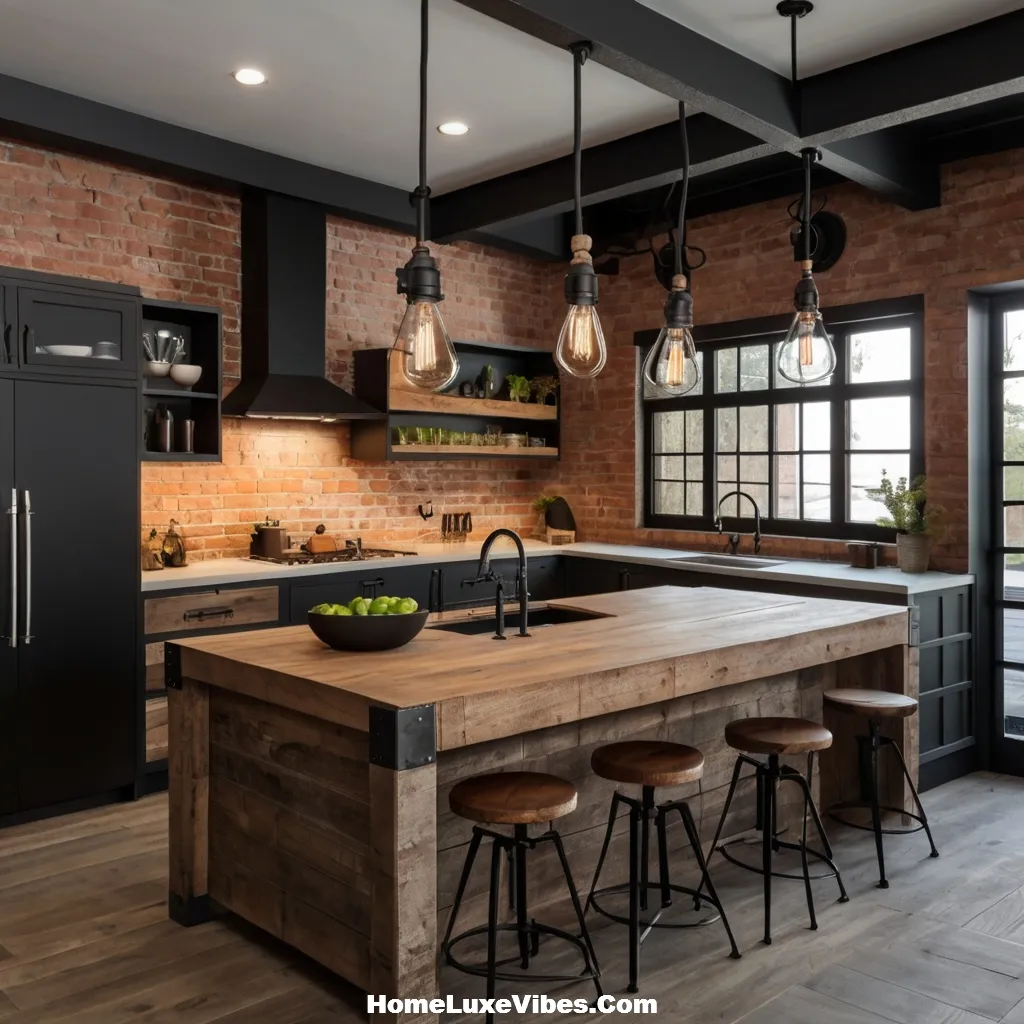 Industrial Kitchen Lighting with Edison Bulbs and Metal Industrial Kitchen Lighting with Edison Bulbs and Metal Fixtures