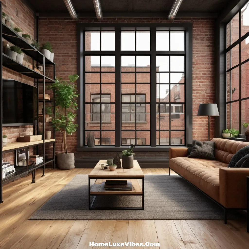 Industrial Living Room with Black Metal Accents and Loft Style Decor result Industrial Living Room with Black Metal Accents and Loft Style Decor