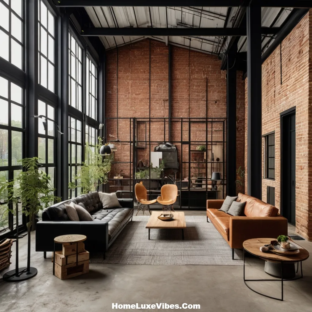 Industrial Living Room with Floor to Ceiling Steel Windows result Industrial Living Room with Floor-to-Ceiling Steel Windows