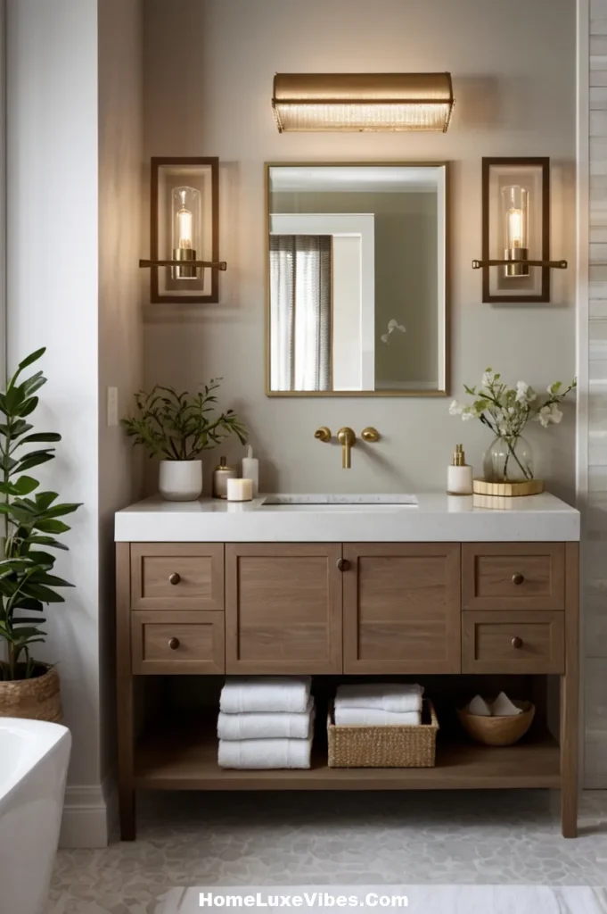 Layered Light Bathroom Vanity Idea

