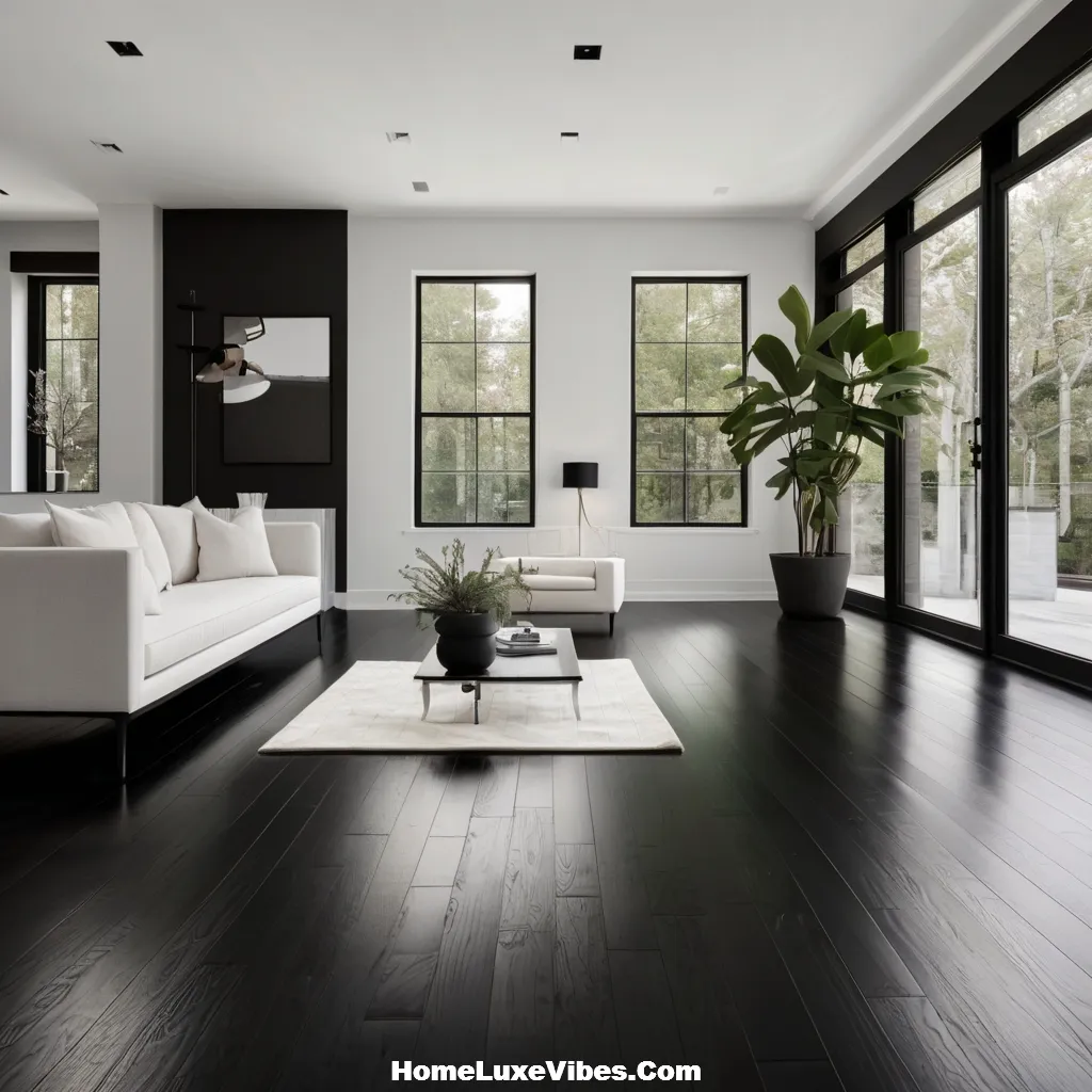 Living Room with Black Floors and White Walls result Living Room with Black Floors and White Walls