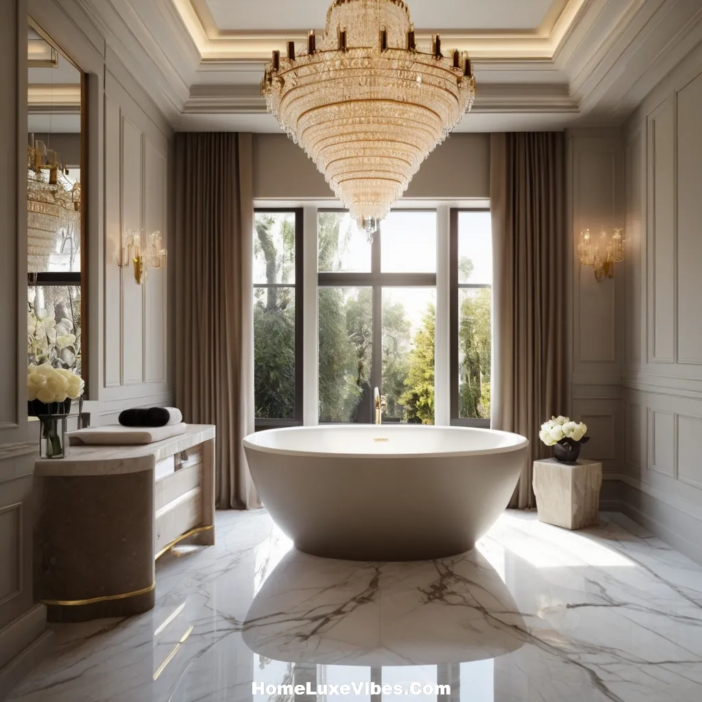 Luxury Bathroom with Glamorous Chandelier result Luxury Bathroom with Glamorous Chandelier