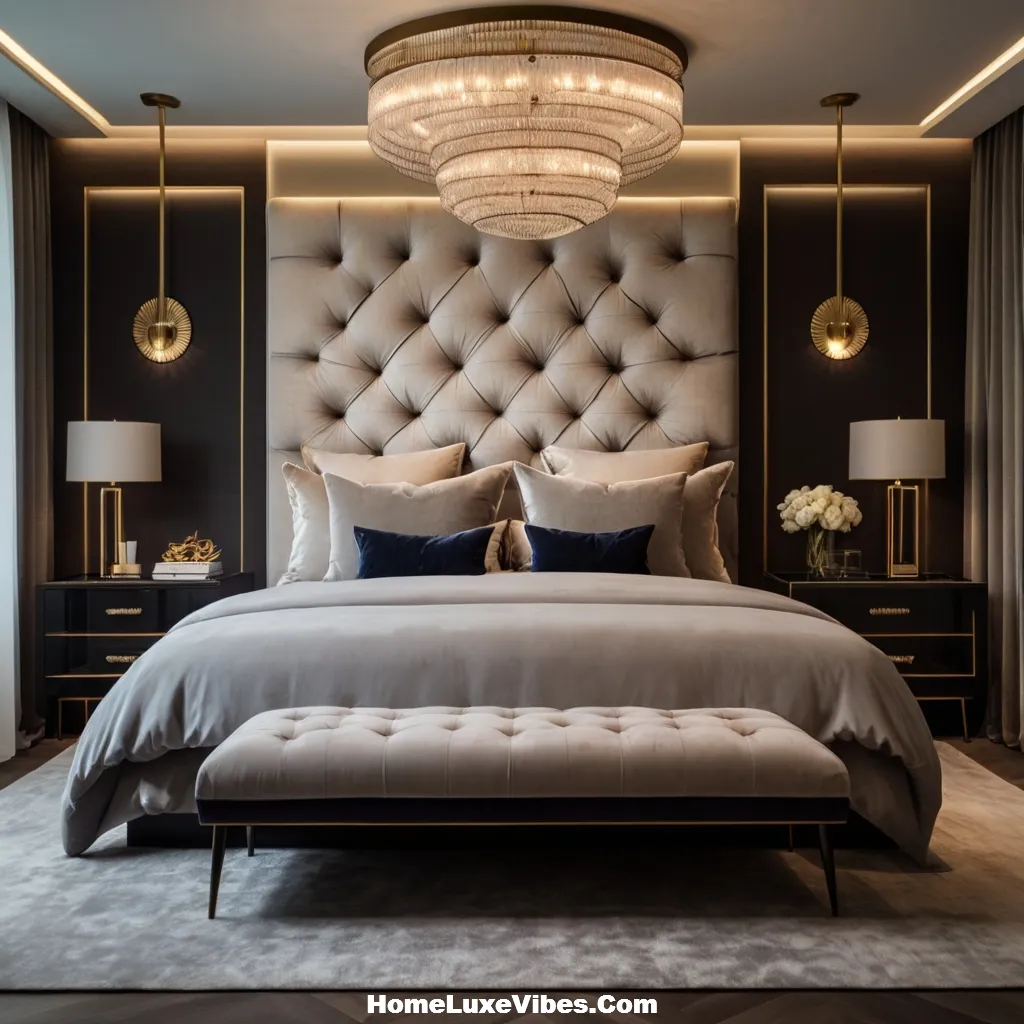 Luxury Bedroom with Plush Textural Headboard result Luxury Bedroom with Plush Textural Headboard