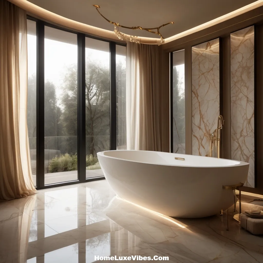 Luxury Spa Bathroom with Elegant Drapery result Luxury Spa Bathroom with Elegant Drapery